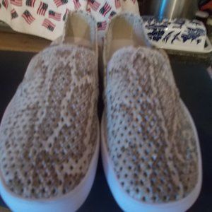 Jibs never worn patterned gold/white flats